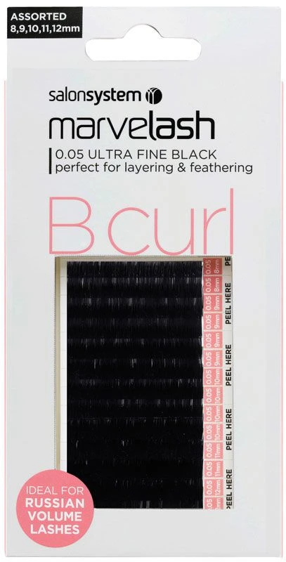 Salon System Marvelash Russian B Curl Lashes, Ultra Fine Assorted 3 Salon System Marvelash Russian B Curl Lashes, Ultra Fine Assorted